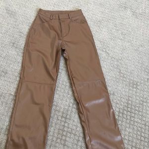 Brown leather pants